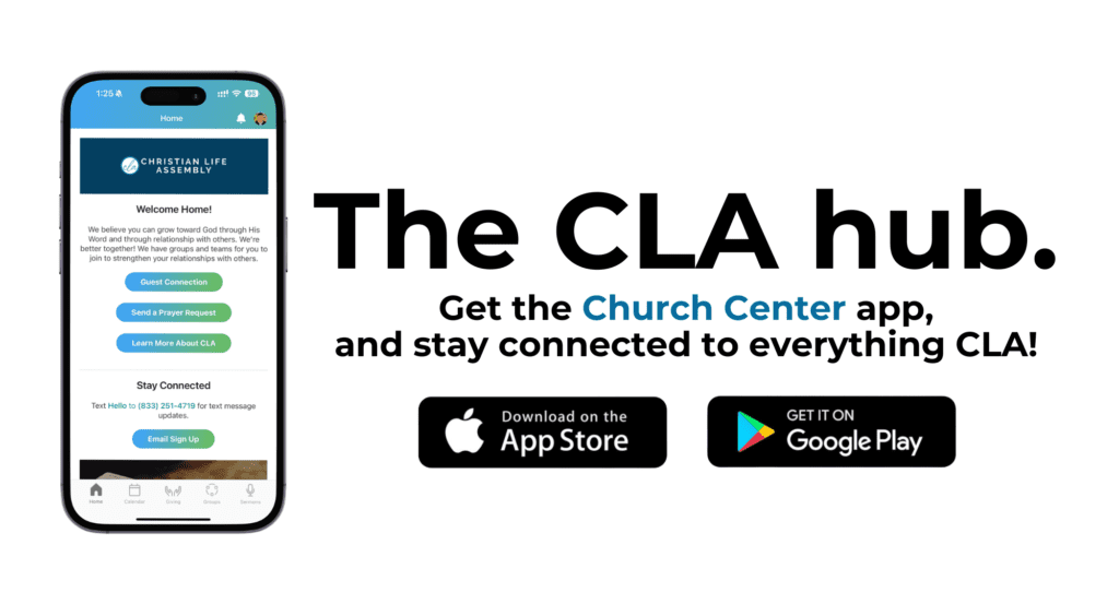 A phone showing the CLA Hub app